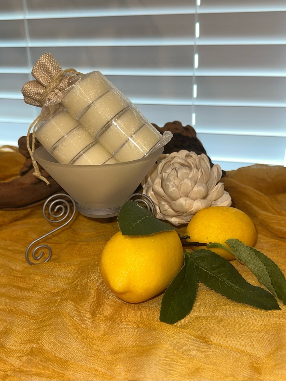 Lemon Zest 8pk Mini Tea Lights with Holder, SCENT UNLEASHED LLC